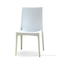 White rattan weave stackable plastic armless chair